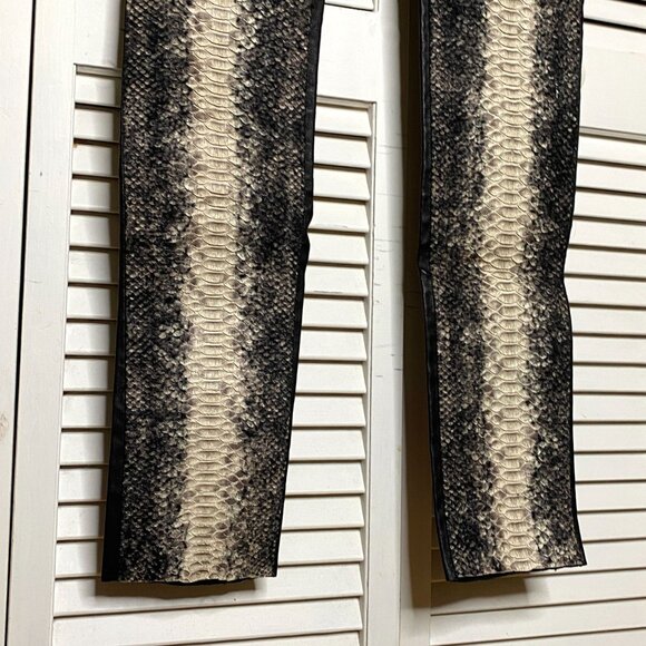 PHILIPP PLEIN Homme Black Lambskin Leather Gray PYTHON Snakeskin Skinny Pants 28 - Picture 6 of 10